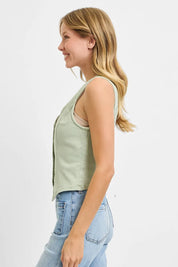 RISEN Full Size V Neck Button Down Vest Plus Size | Daverri Fashions