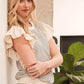 Lime 'N' Chili Striped Contrast Ruffle Detail Sleeveless Top