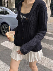Cable Knit Button Up Cardigan | Cardigans Daverri Fashions