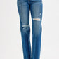 RISEN Full Size Tummy Control High Rise Straight Distressed Jeans Plus Size - DAVERRI FASHIONS