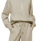 Half Zip Long Sleeve Top and Pants Set - DAVERRI FASHIONS