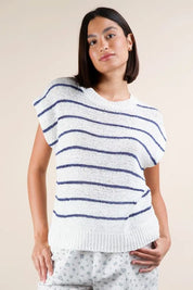 VERY J Striped Knit Sweater Vest Top | Sweaters Daverri Fashions