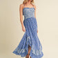 Aemi + Co Blue Ditsy Floral Ruffled Hem Maxi Cami Dress Blue L Cami Dresses