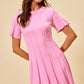 SO ME wide rib short sleeves pink sweater knit mini dress