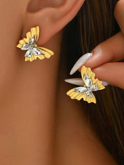 Gold&Silver One Size Two-Tone Stainless Steel Butterfly Earrings | Earrings Daverri Fashions