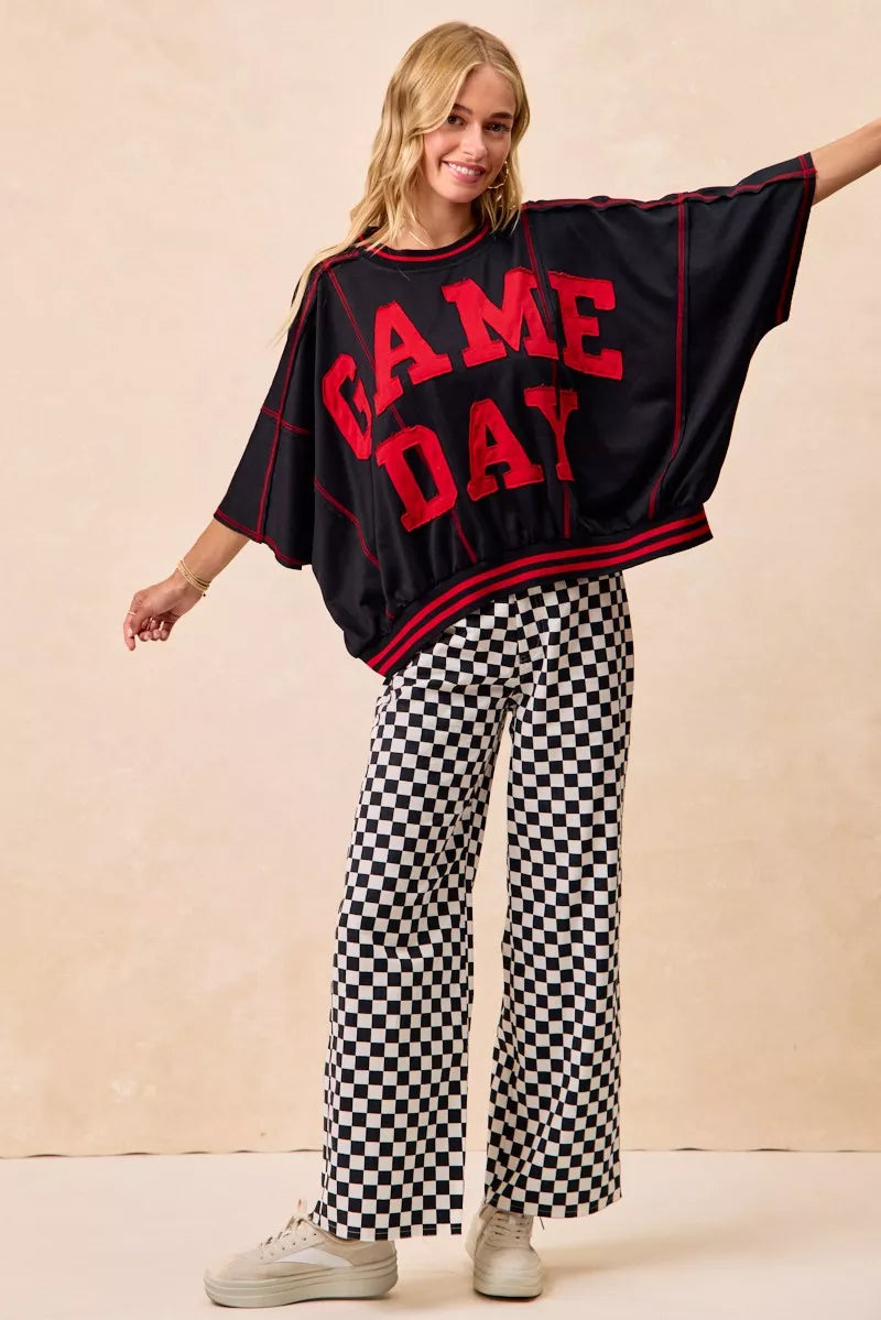 BiBi Gameday Theme Checkered Printed Pants | Daverri Fashions