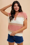 Annie Wear Low Gauge Color Block Textured Sweater Top - DAVERRI FASHIONS
