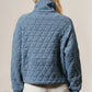 Double Take Half Zip Long Sleeve Quilted Sweatshirt with Pocket - DAVERRI FASHIONS
