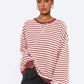 Striped Round Neck Long Sleeve Sweatshirt - DAVERRI FASHIONS