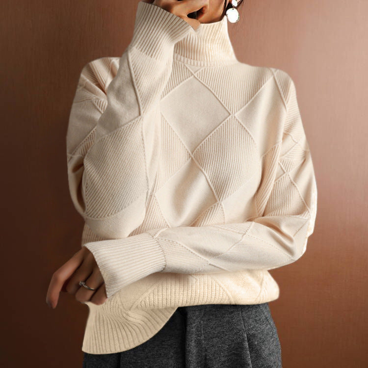 Loose Fit Turtleneck Knit Sweater | Sweaters Daverri Fashions