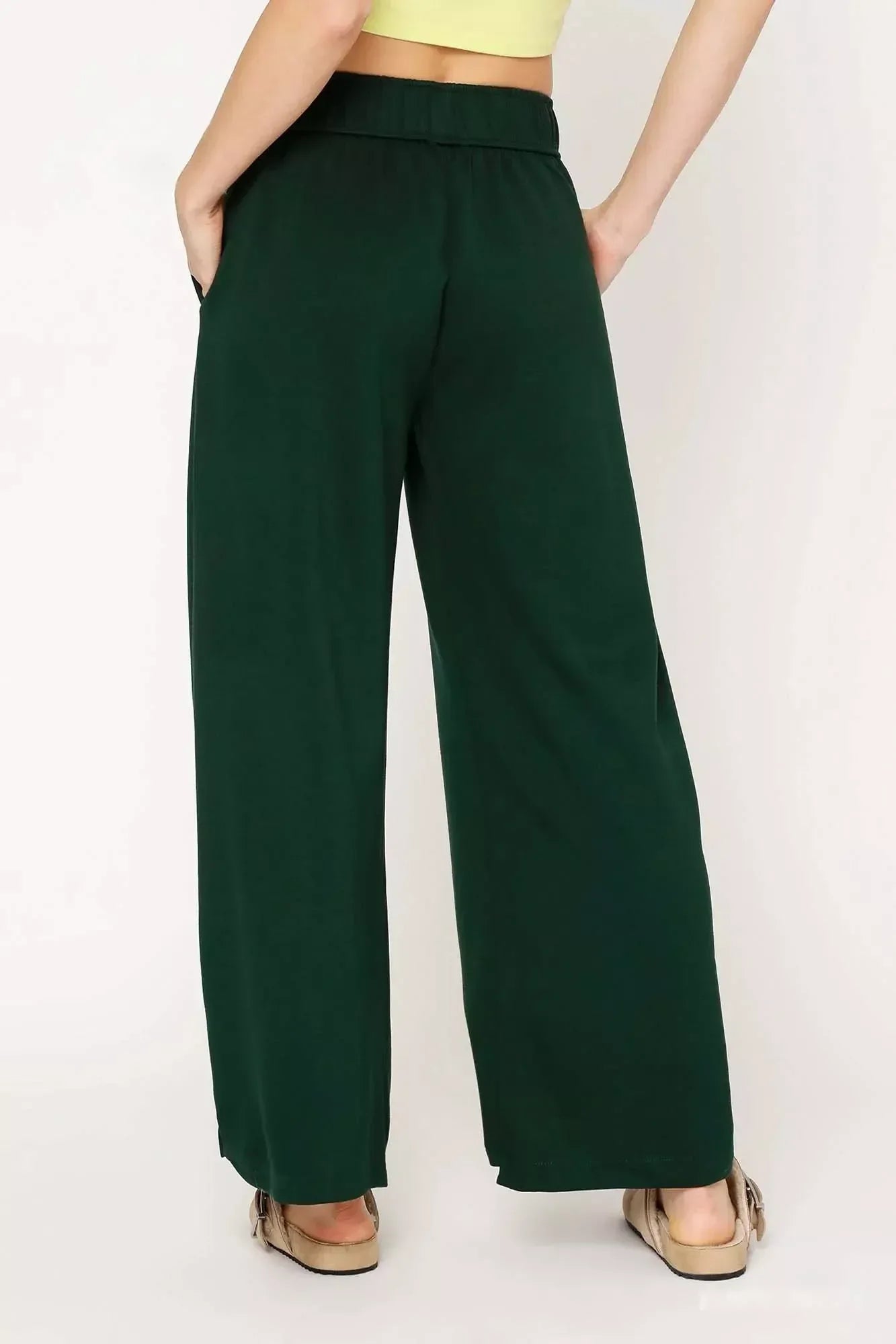 Umgee Elastic Drawstring Waistband Wide Leg Pants - DAVERRI FASHIONS