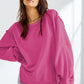 Slit Round Neck Dropped Shoulder Sweatshirt - DAVERRI FASHIONS