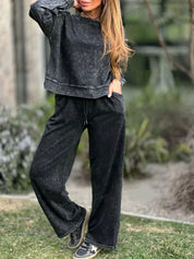 Full Size Round Neck Long Sleeve Top and Pants Set Plus Size | Loungewear Sets Daverri Fashions
