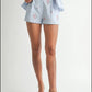 MABLE Stripe Embroidered Peplum Cami and Shorts Set Shorts Sets