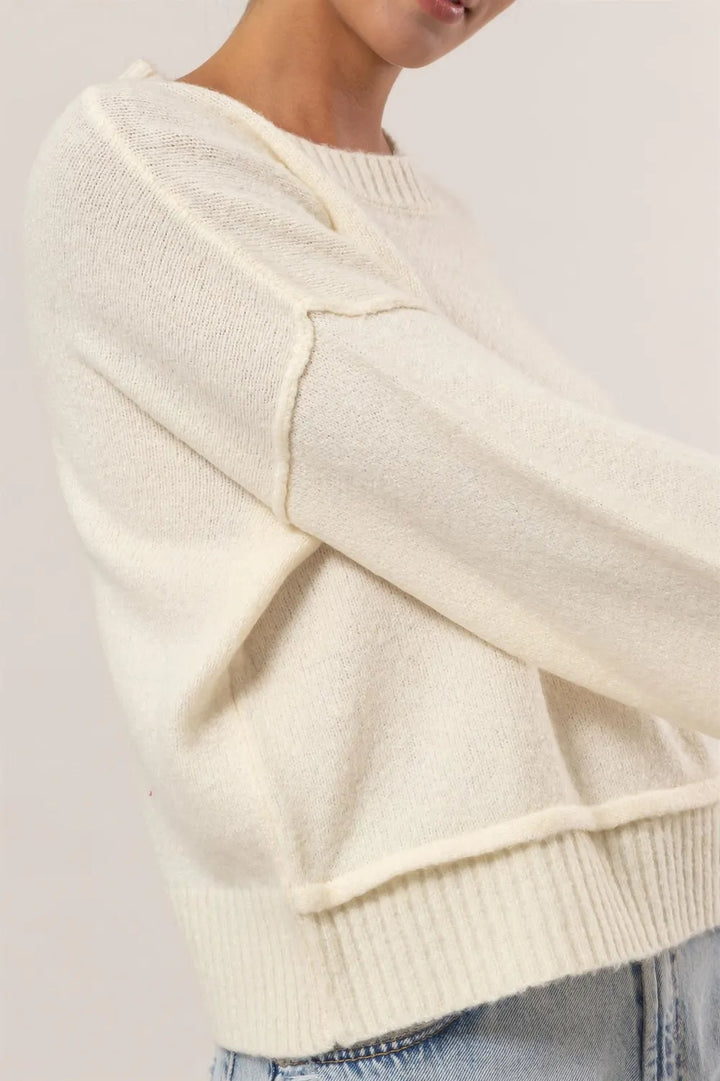 HYFVE Round Neck Dropped Shoulder Ribbed Sweater | Sweaters Daverri Fashions