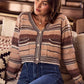 SO ME Textured Variegated Multi Color Cropped Cardigan