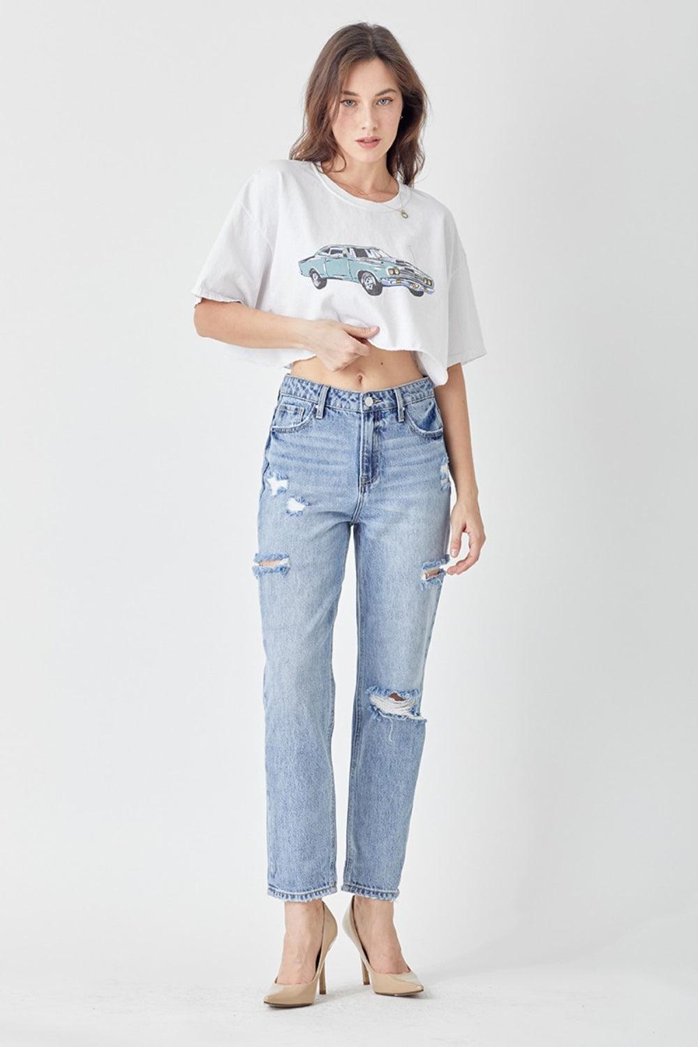 RISEN Distressed Slim Cropped Jeans Jeans