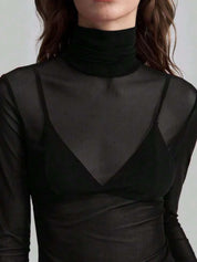Turtleneck Long Sleeve Top | Tops Daverri Fashions