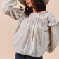 SO ME Floral Cotton Print Ruffled Long Sleeve Blouse - DAVERRI FASHIONS