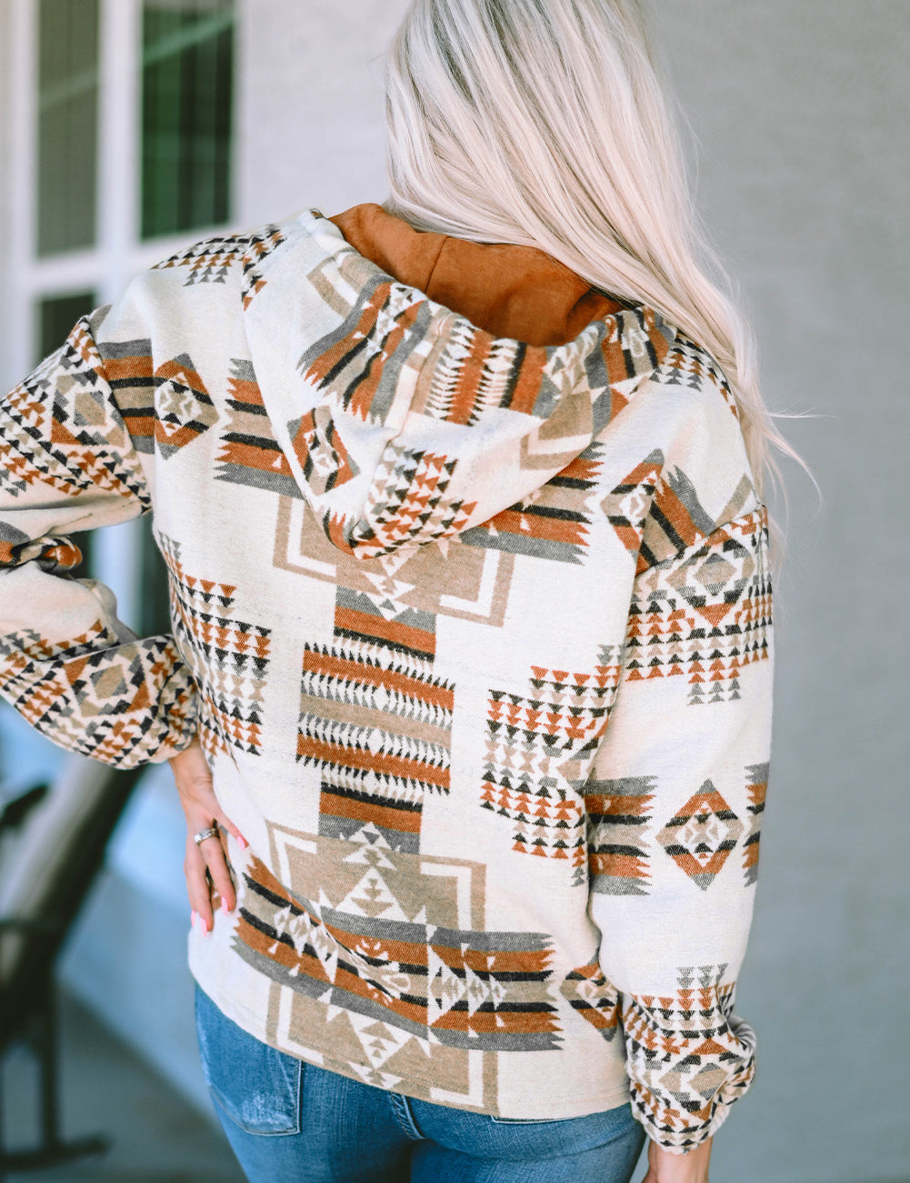 Geometric Quarter-Zip Hoodie | Hoodies Daverri Fashions