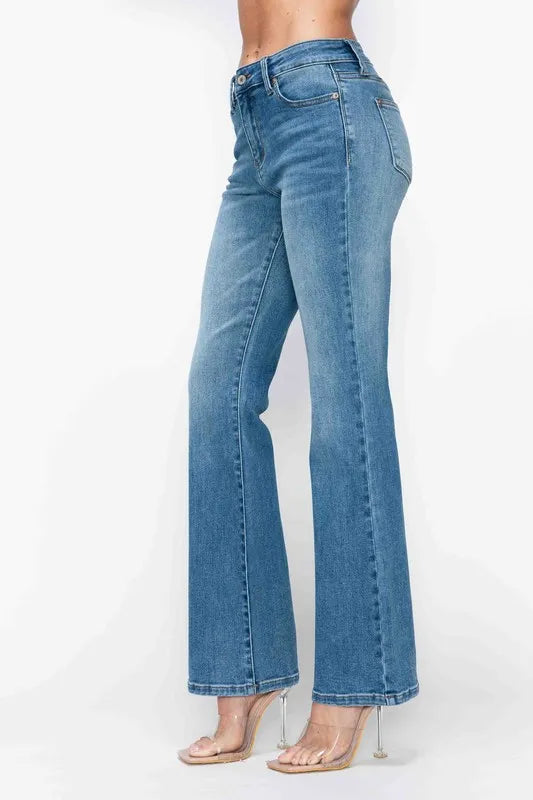 bytos Full Size Cat's Whiskers Mid Rise Bootcut Jeans | Jeans Daverri Fashions