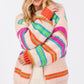 SAGE + FIG Rainbow Striped Open Front Knit Cardigan Cardigans