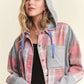 ADORA Button Down Plaid Hoodie Shacket Shackets