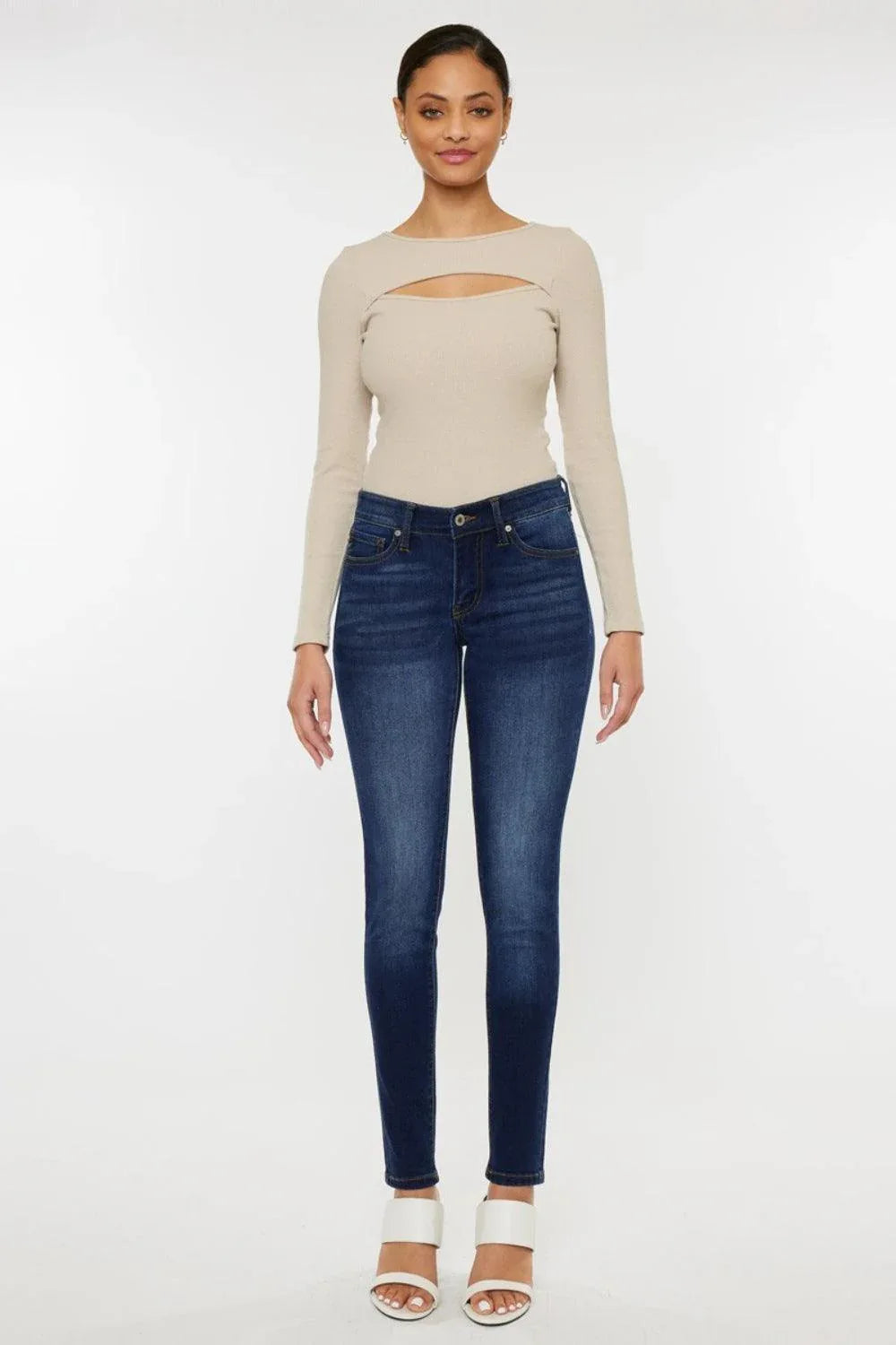 Kancan Mid Rise Gradient Skinny Jeans - DAVERRI FASHIONS
