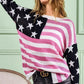 BiBi American Flag Low Gauge Knit Top - DAVERRI FASHIONS