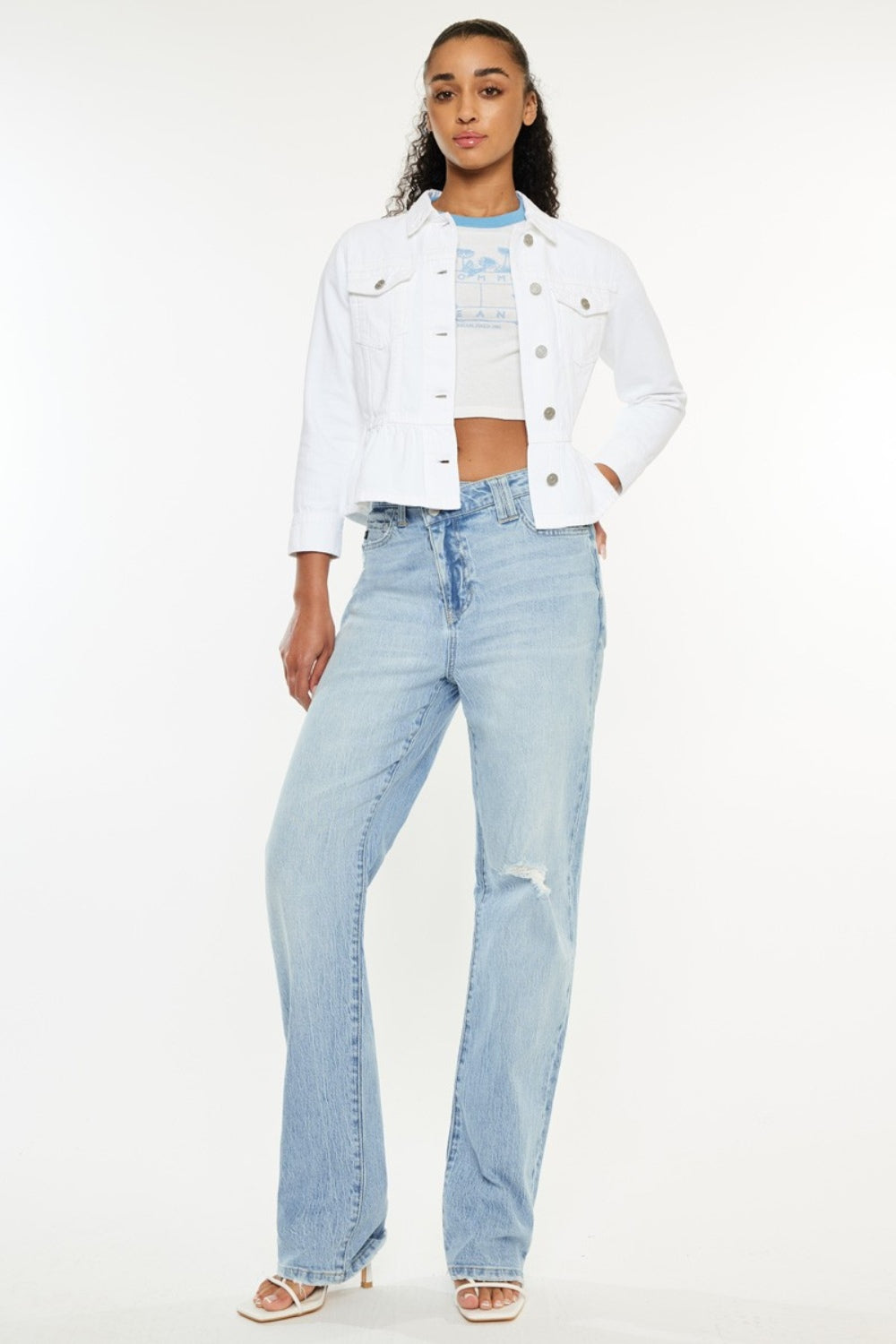 Kancan Distressed High Waist Straight Jeans Light