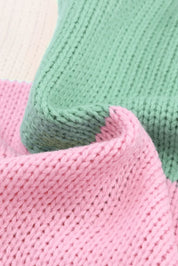 Pastel pink and mint green knitted blanket with textured pattern in Daverri Fashions sweater