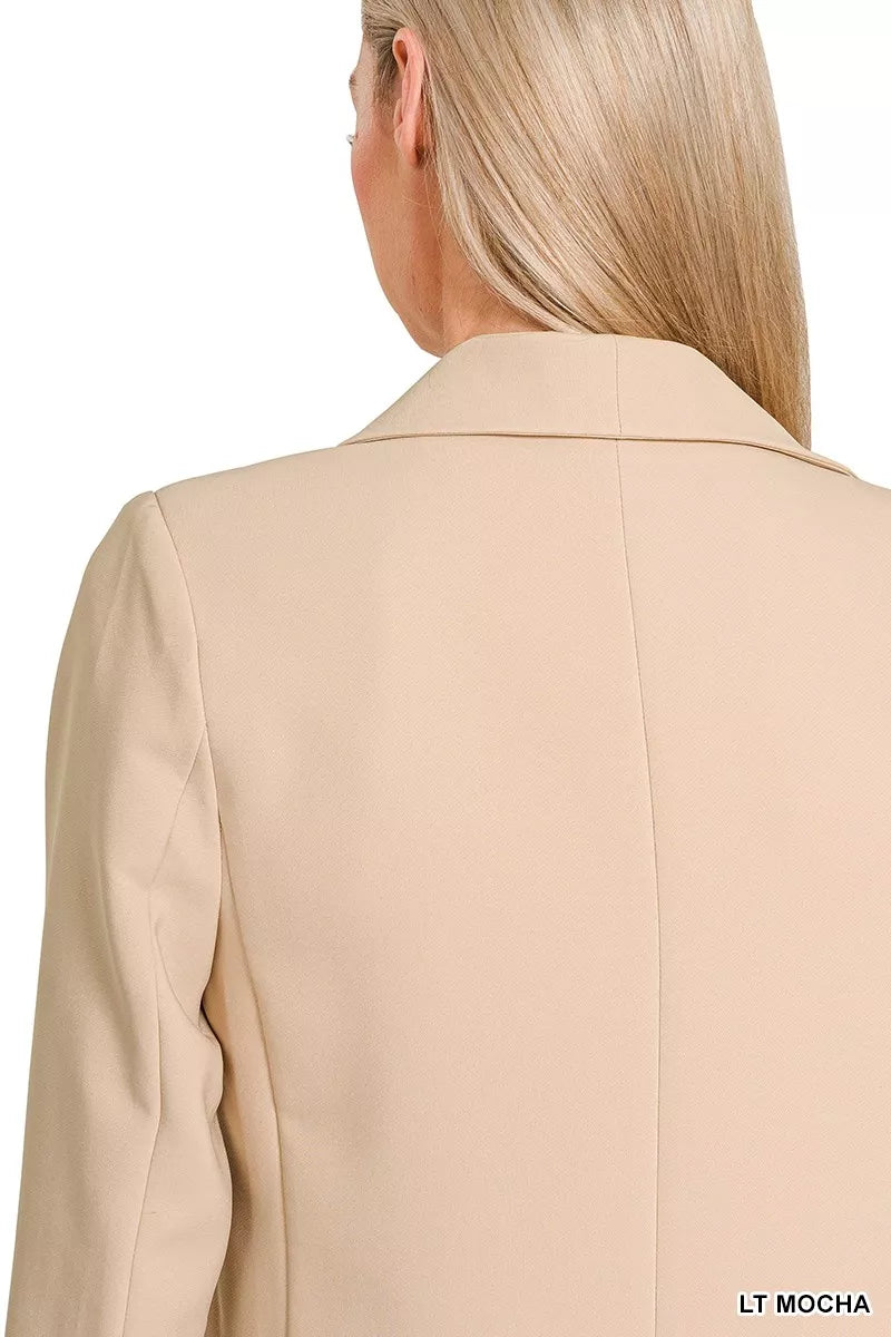 Zenana Woven Long Sleeve Blazer With Lining | Daverri Fashions