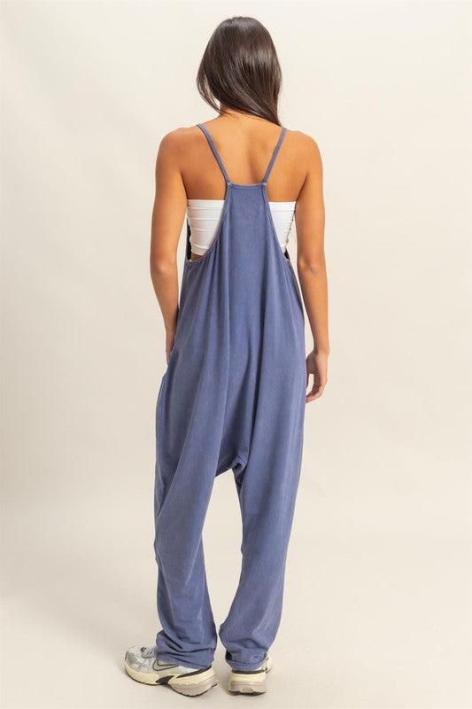 HYFVE Relaxed Fit Mineral Washed Overalls with Pockets Overalls