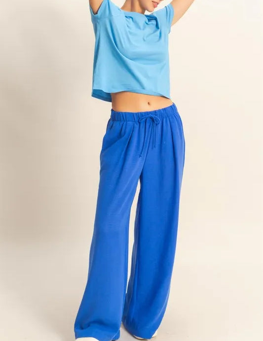 COBALT M HYFVE Elasticized Waist Wide Leg Pants | Pants Daverri Fashions