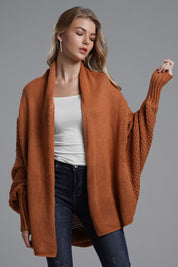 Dolman Sleeve Open Front Ribbed Trim Longline Cardigan | Cardigans Daverri Fashions
