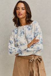 Vintage floral print SO ME sweater cardigan with beige corduroy skirt