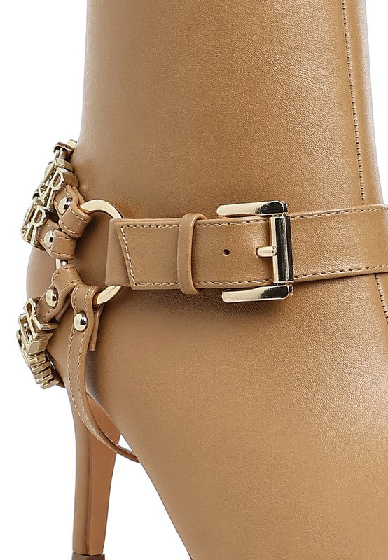 Nicene Harness Detail Stiletto Boots | Boots Daverri Fashions