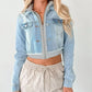 Distressed Zip Up Cropped Hooded Denim Jacket - DAVERRI FASHIONS