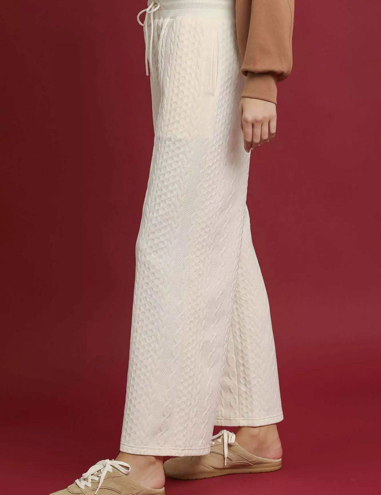 Umgee Cable Knit Textured Wide Leg Pants | Loungewear Pants Daverri Fashions