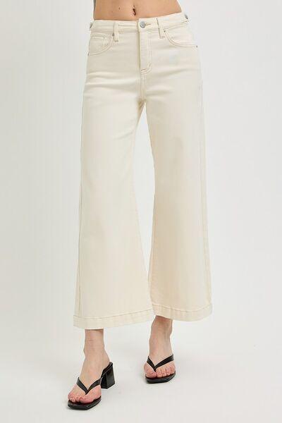 RISEN Full Size Tummy Control Cropped Bootcut Jeans Plus Size Cream 15(32) Jeans