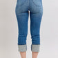 Judy Blue Full Size Skinny Cuff Capris Jeans with Pockets - DAVERRI FASHIONS