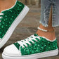 Sequin Round Toe Flat Sneakers - DAVERRI FASHIONS