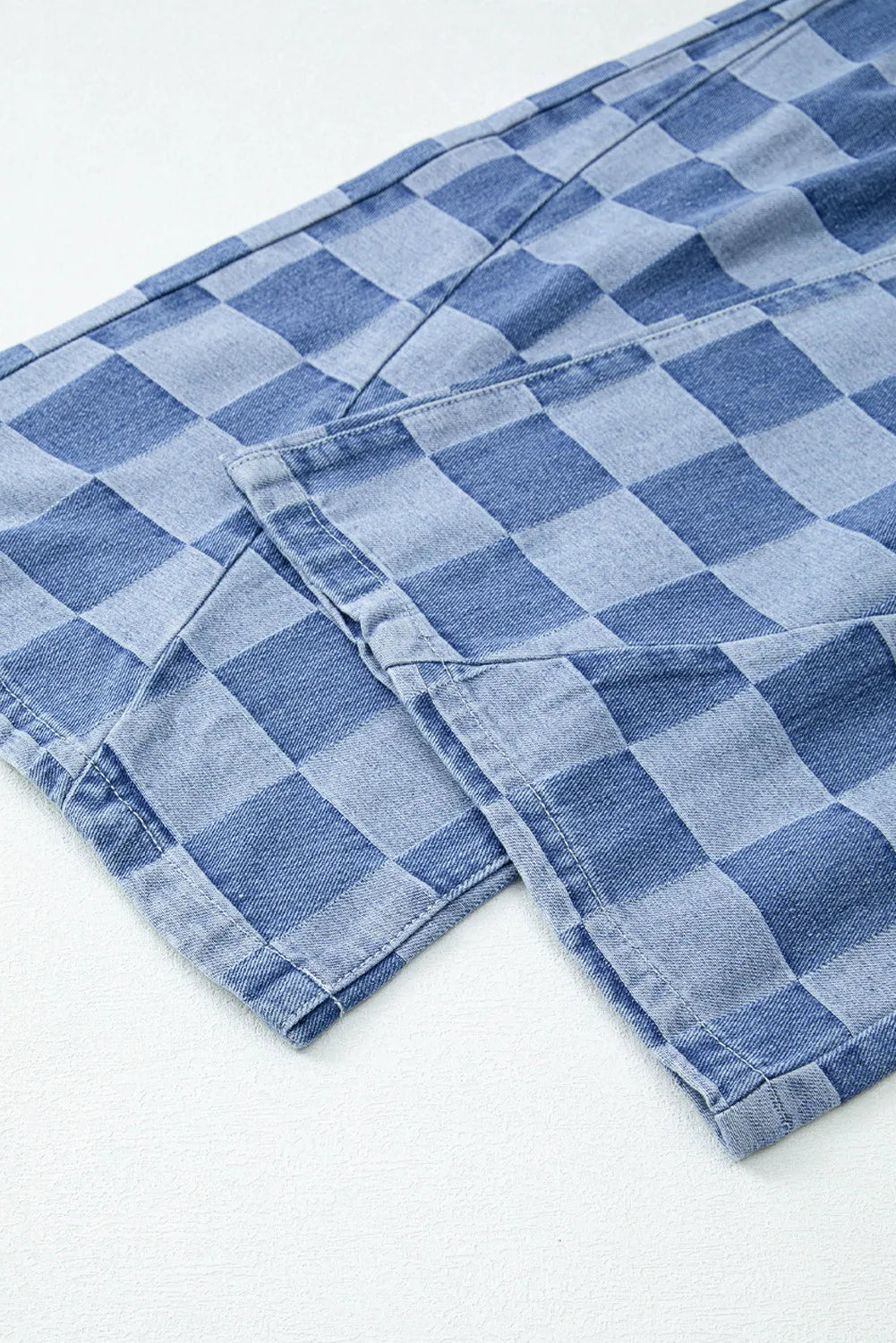 Checkered Wide Leg Jeans with Pockets | Jeans Daverri Fashions