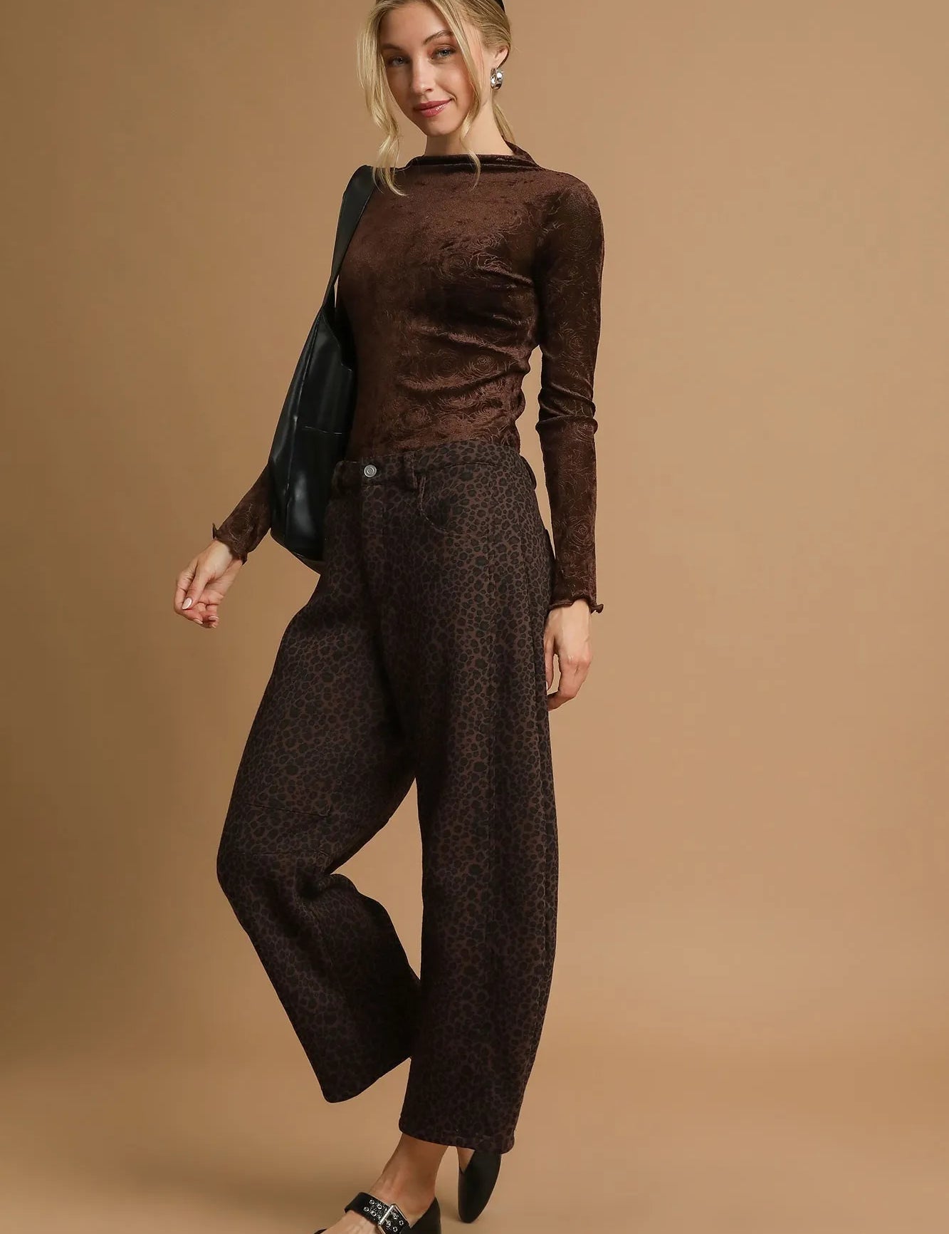 Brown Umgee Leopard Print Wide Leg Pants | Pants Daverri Fashions