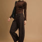 Umgee Leopard Print Wide Leg Pants Brown Pants