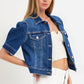 RISEN Puffed Short Sleeve Crop Denim Jackets Denim Jackets