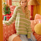BiBi Striped Long Sleeve Sweater - DAVERRI FASHIONS
