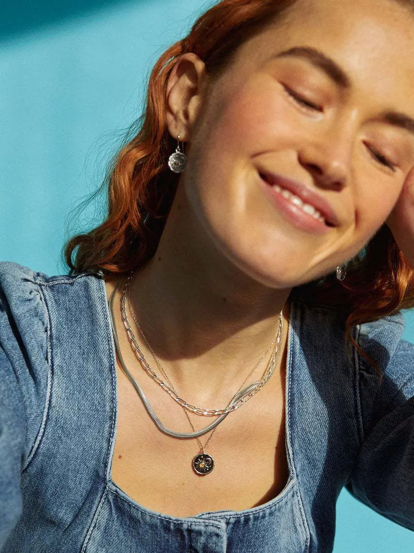 Alloy Inlaid Zircon Sun & Moon Necklace | Necklaces Daverri Fashions
