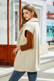 Fuzzy Collared Neck Button Up Vest Coat | Vest Jackets Daverri Fashions