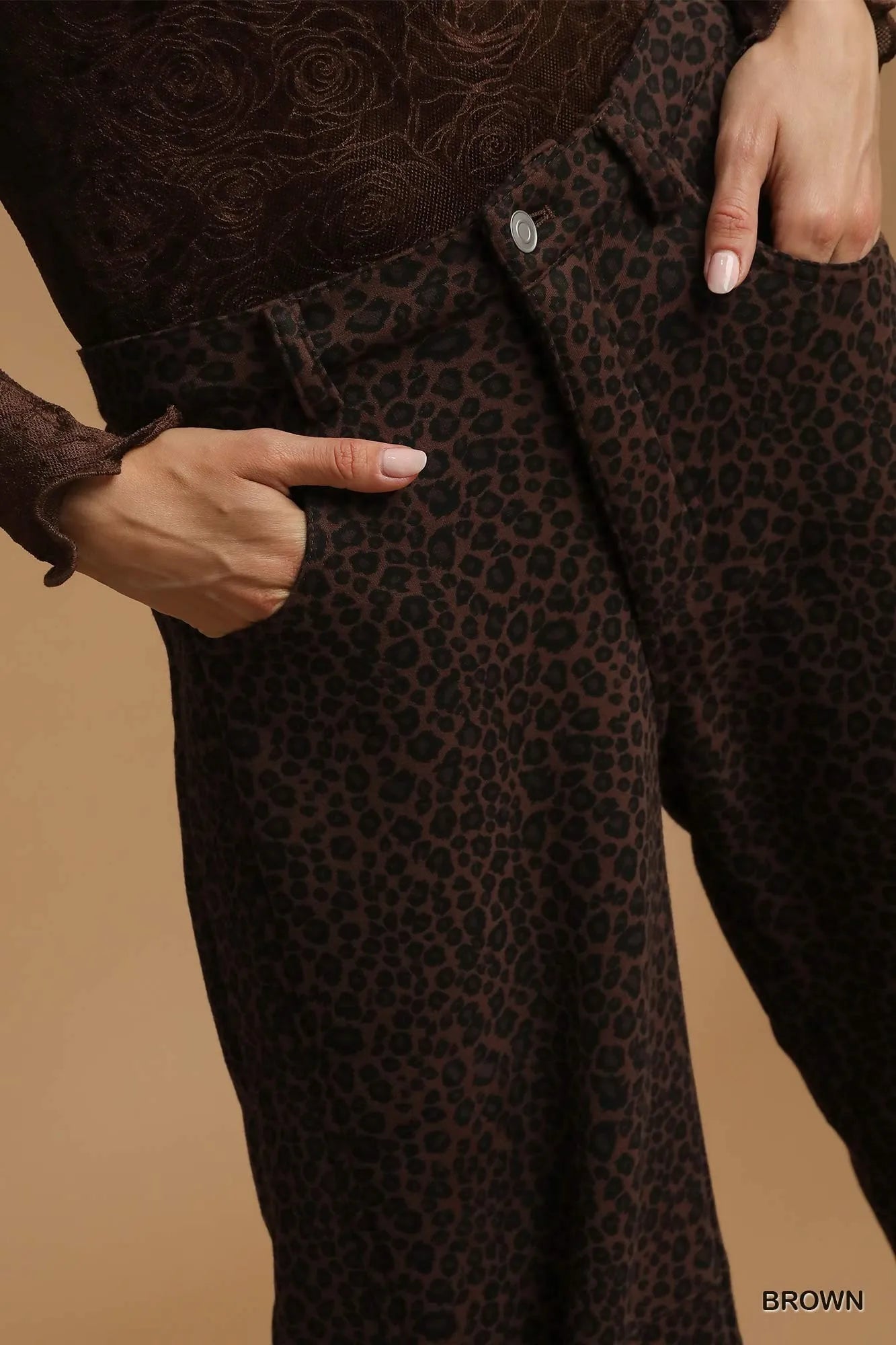 Umgee Leopard Print Wide Leg Pants Pants